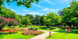  Lush greenery and families enjoying Singapore parks.