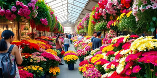  A lively flower market filled with colourful blooms.