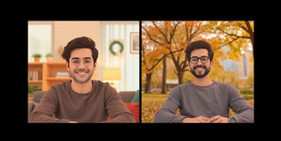  Couple on video call, smiling, in different locations.