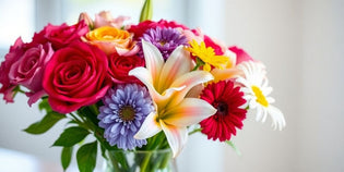  A colourful bouquet of flowers for a first date.