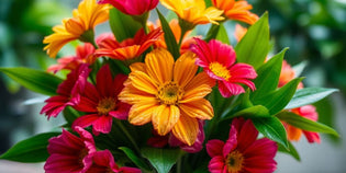  A colourful bouquet of fresh flowers in a vase.